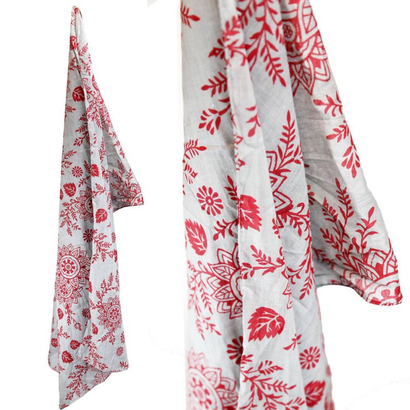 Nitara Floral Printed Cotton Scarf 50 x 180cm