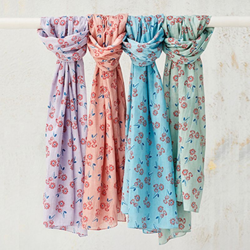 Kiara Floral Printed Cotton Scarf