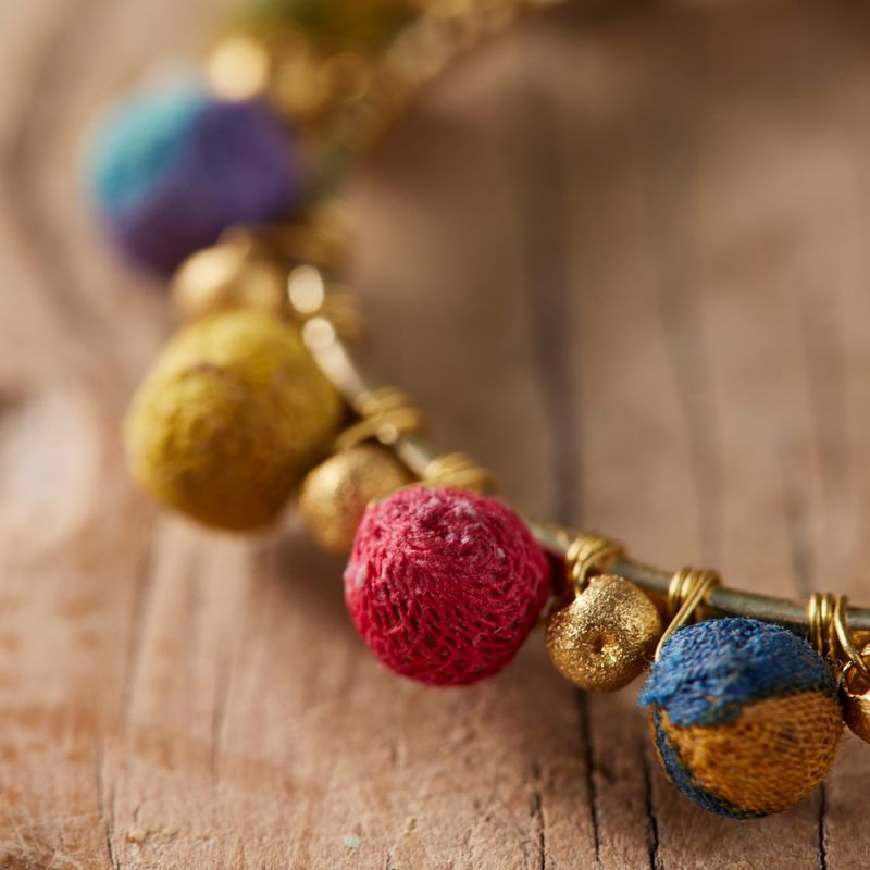 Recycled Sari Bead Hoop Earrings