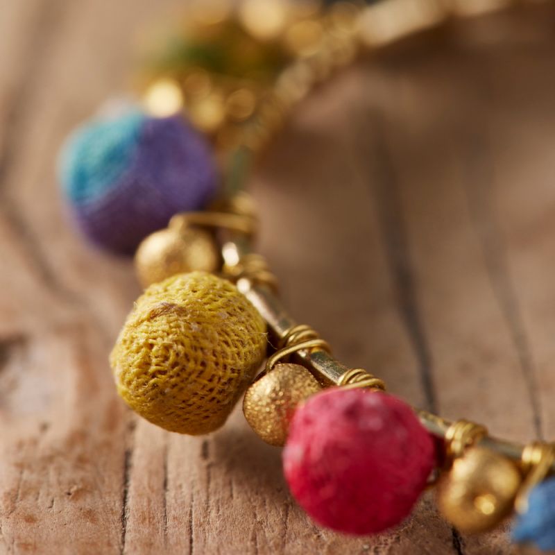 Recycled Sari Bead Hoop Earrings