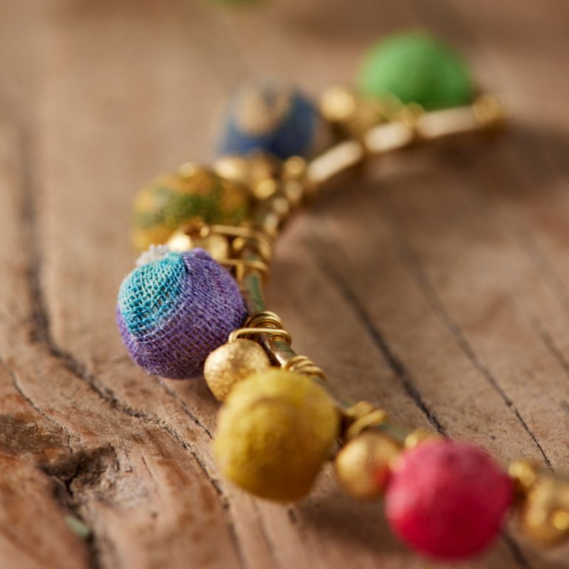 Recycled Sari Bead Hoop Earrings