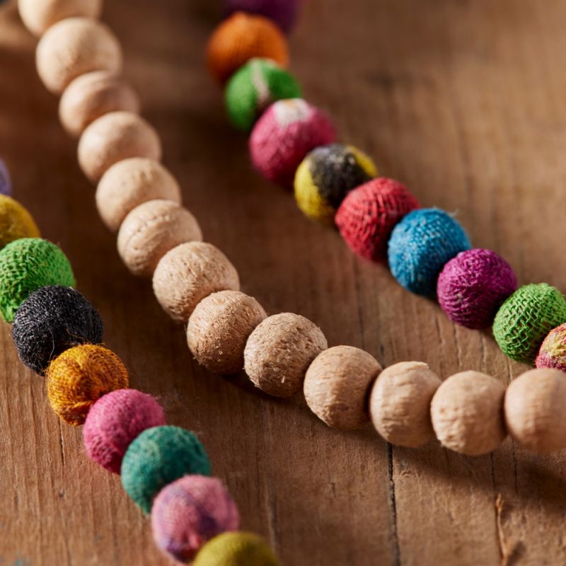 Recycled Sari Bead Tassel Necklace