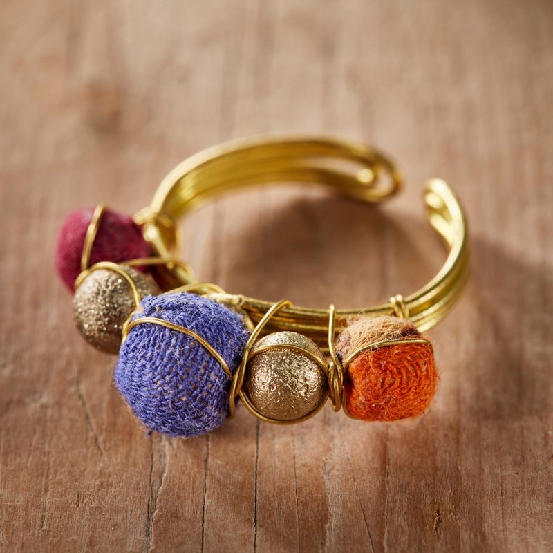 Recycled Sari Cluster Bead Ring