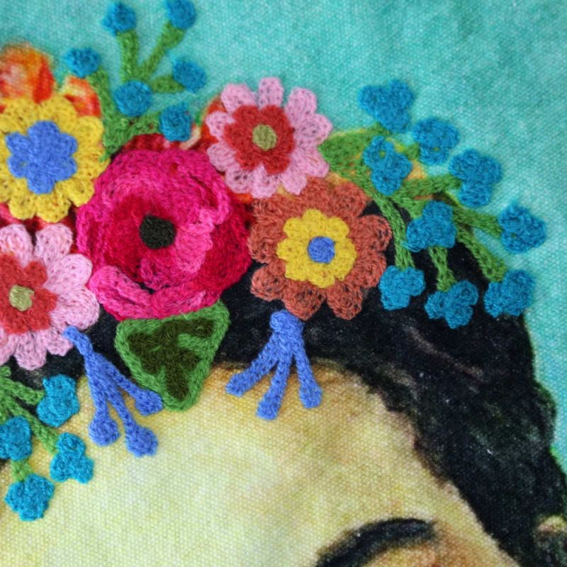Τσάντα Frida Τιρκουάζ 40x45εκ. κεντημένη