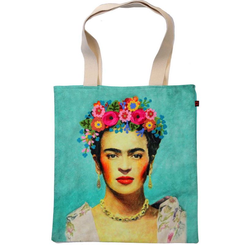 Τσάντα Frida Τυρκουάζ 40x45εκ. κεντημένη