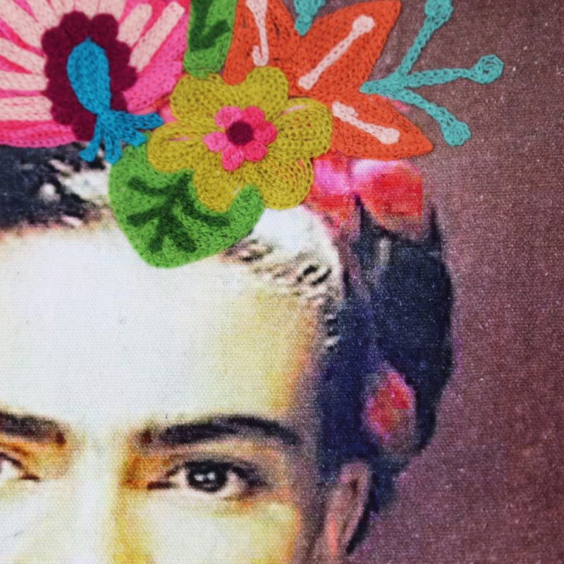 Τσάντα Frida Κahlo μπορντώ κεντημένη