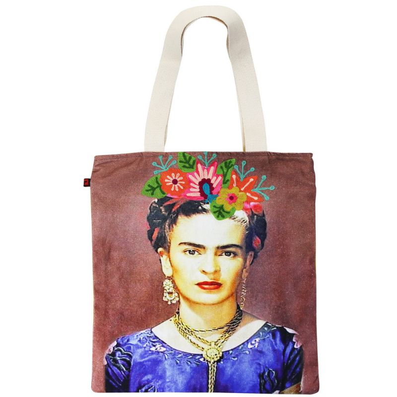 Shopping bag Frida Kahlo dark red