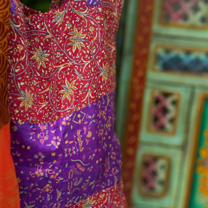 Recycled sari fabric tote bag, 35x45cm
