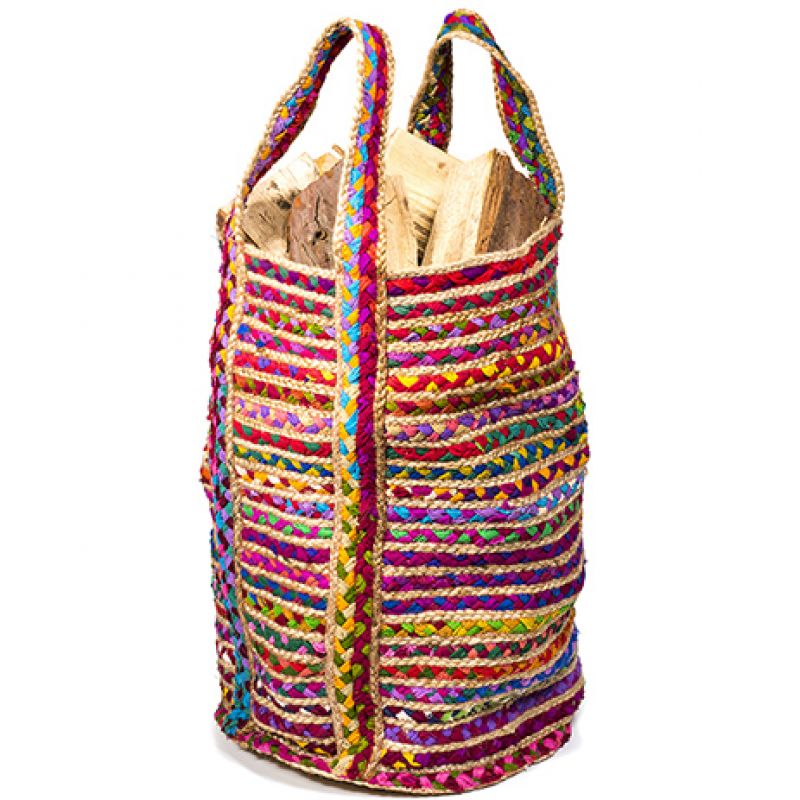 Multi colour cotton and jute chindi bag 40 x 60cm