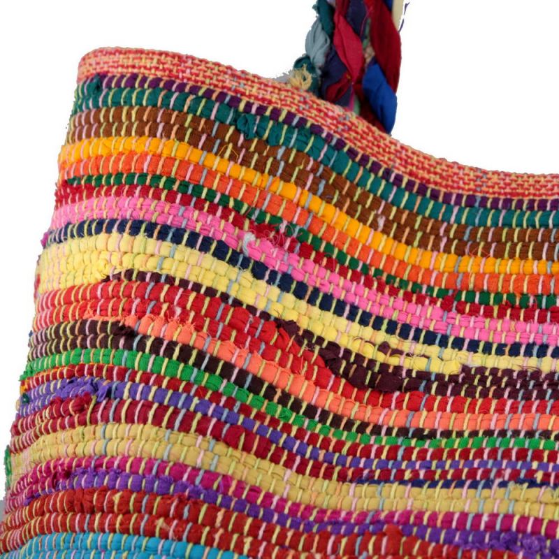 Multi colour cotton rag rug shopping bag 