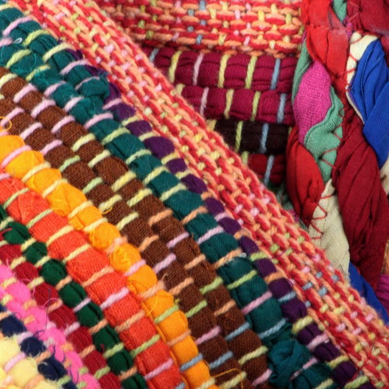 Multi colour cotton rag rug shopping bag 