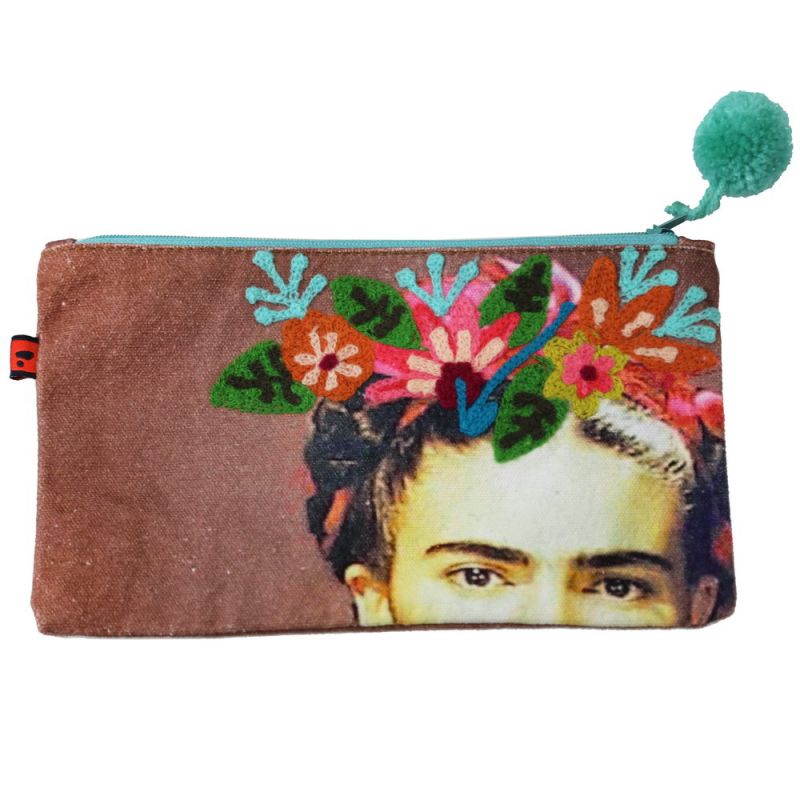 Cosmetic bag Frida Kahlo dark red