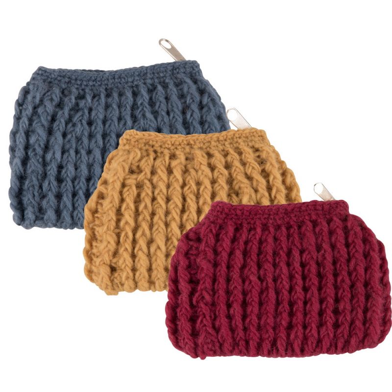 100% wool knitted purse dusty 16.5cm
