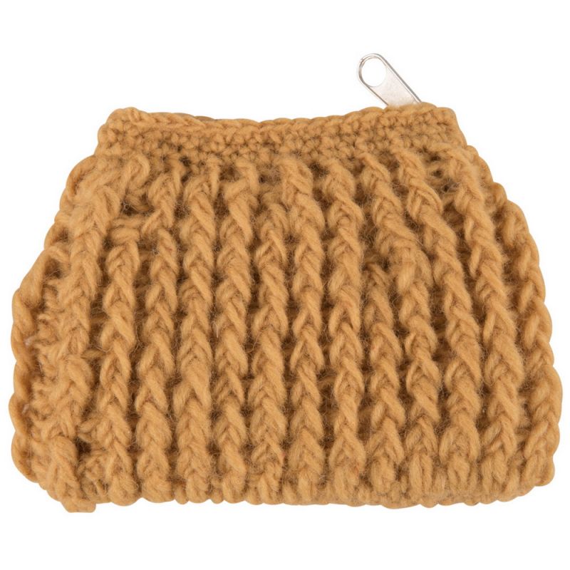 100% wool knitted purse dusty 16.5cm