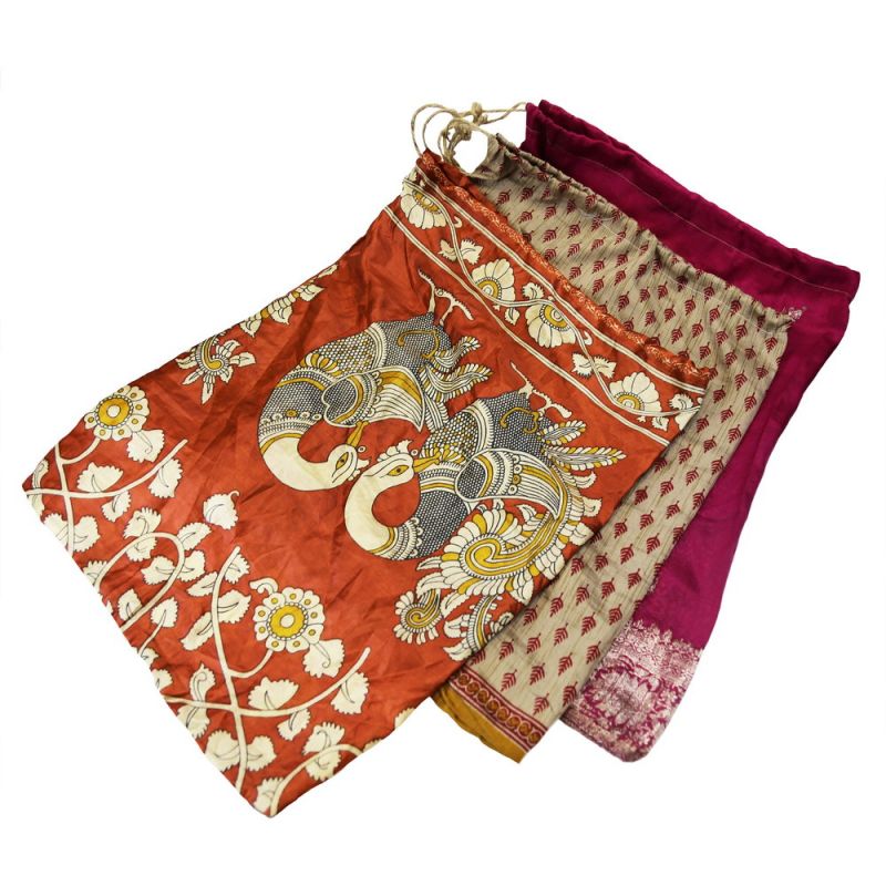 Recycled Sari Bag With Drawstring 38 x 50cm