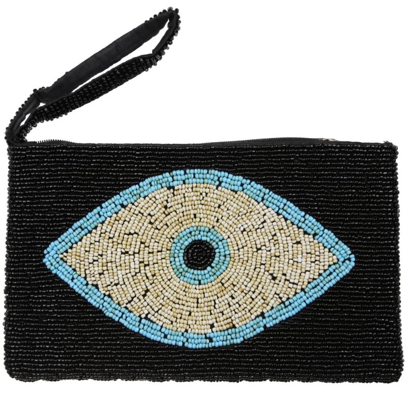 Τσαντάκι με Χάντρες Μάτι 20x12 Μαύρο