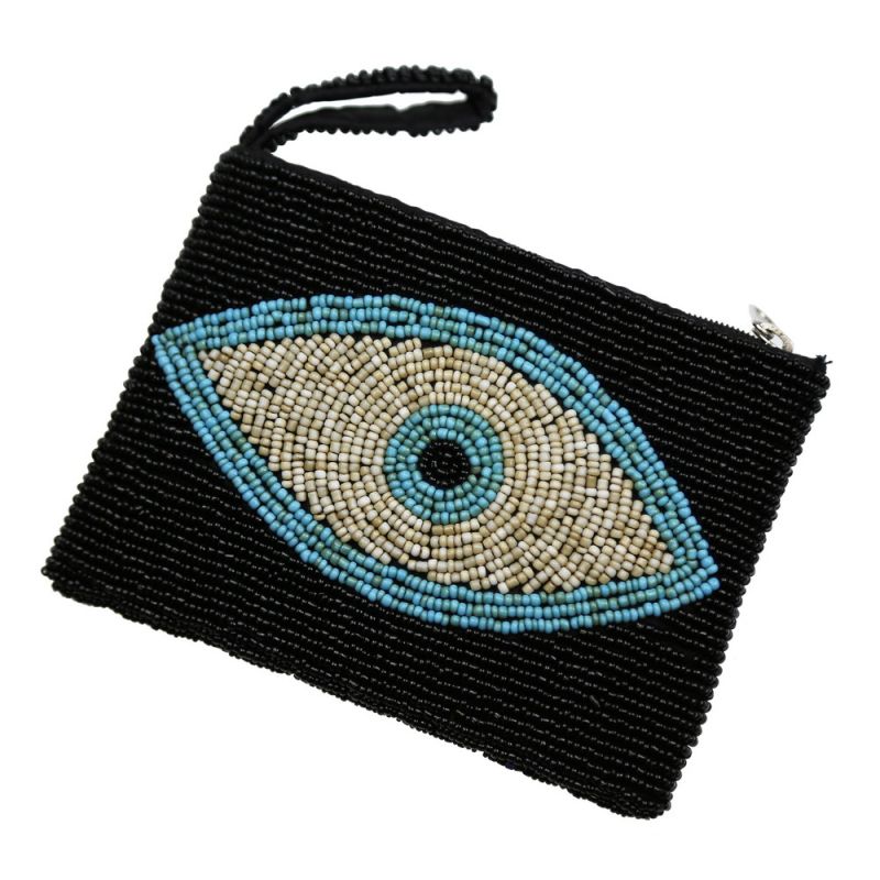 Τσαντάκι με Χάντρες Μάτι 13x10 Μαύρο