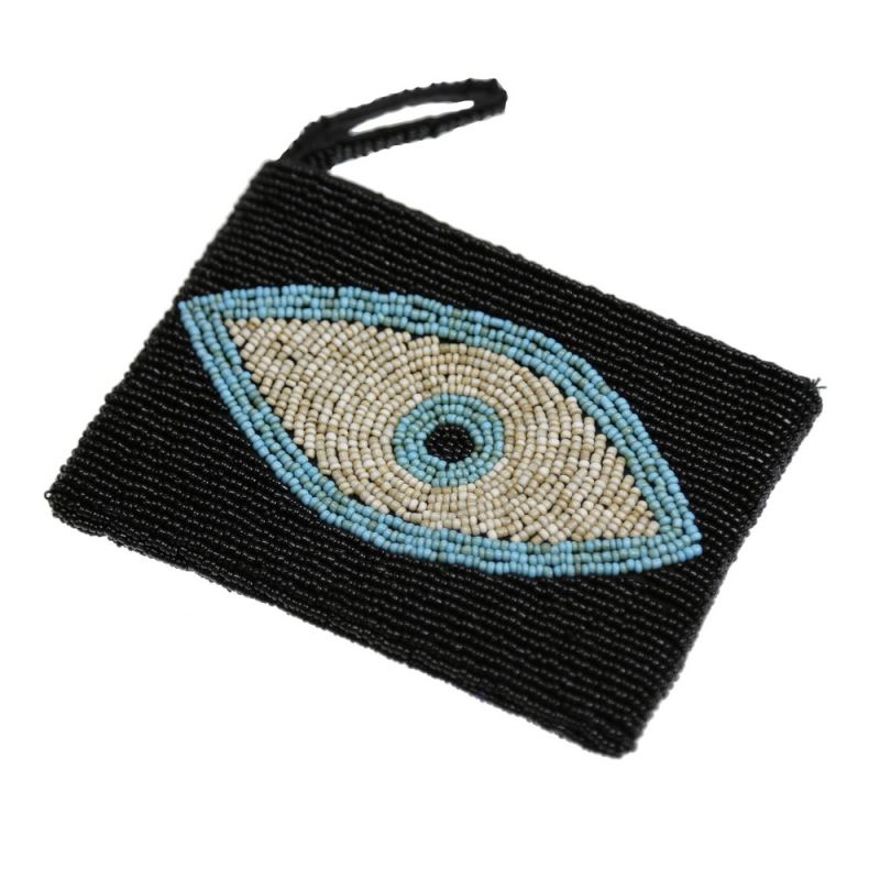 Τσαντάκι με Χάντρες Μάτι 13x10 Μαύρο