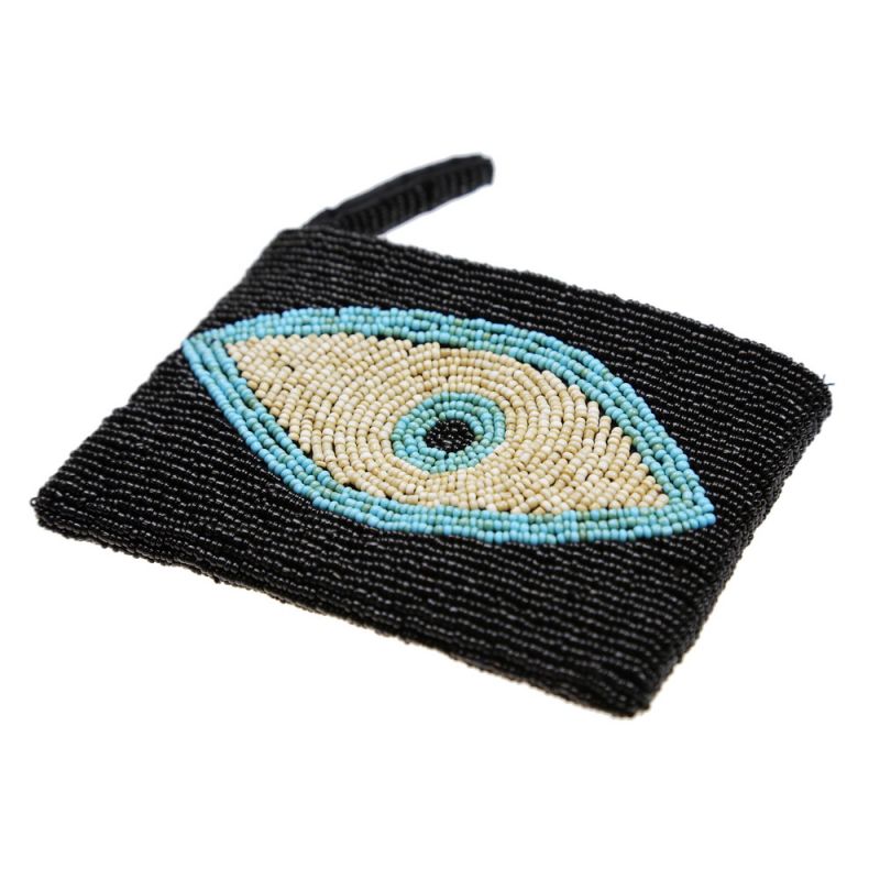 Τσαντάκι με Χάντρες Μάτι 13x10 Μαύρο