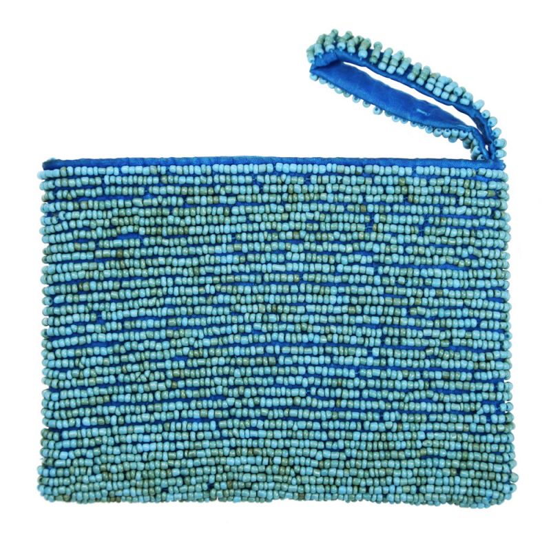 Τσαντάκι με Χάντρες Μάτι 13x10 Σιέλ