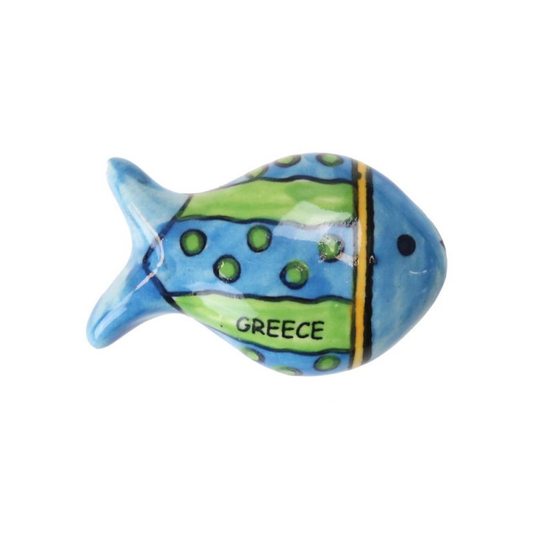 Μαγνητάκι κεραμικό Ψάρι 5x3,5εκ.- Ρίγες