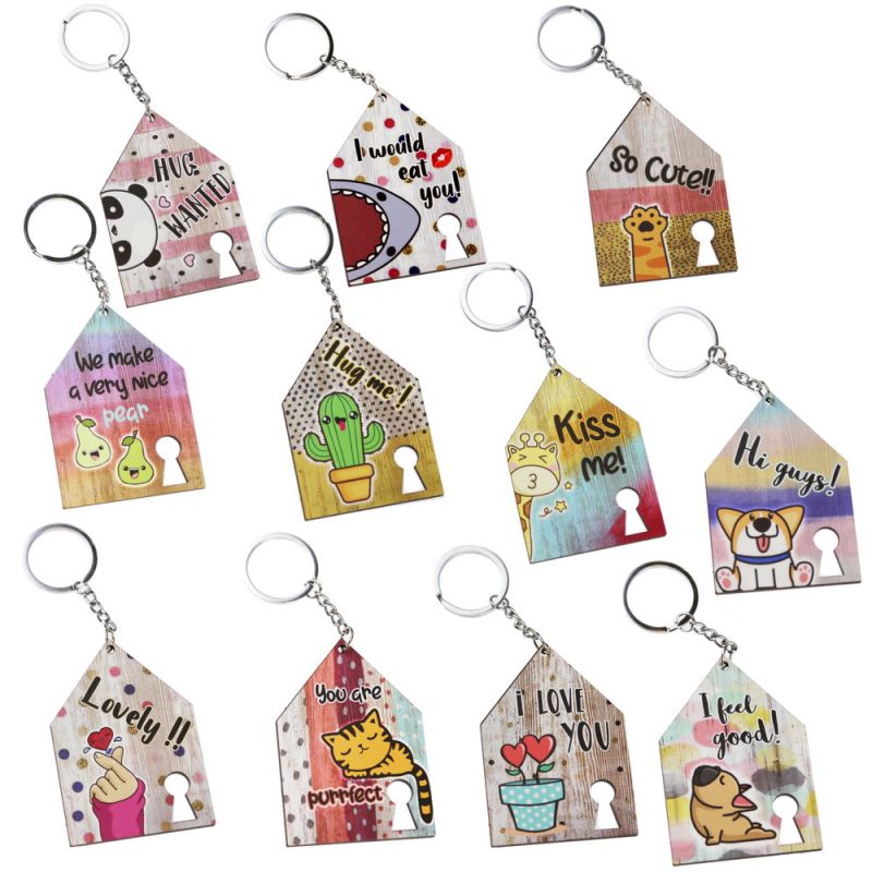 Keyring house with keyhole 8cm