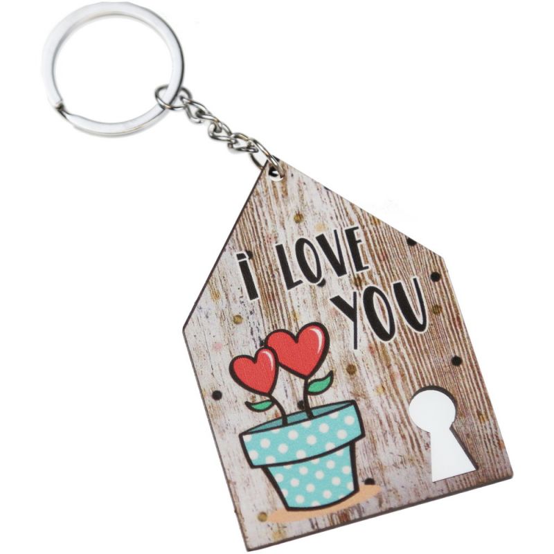 Keyring house with keyhole 8cm