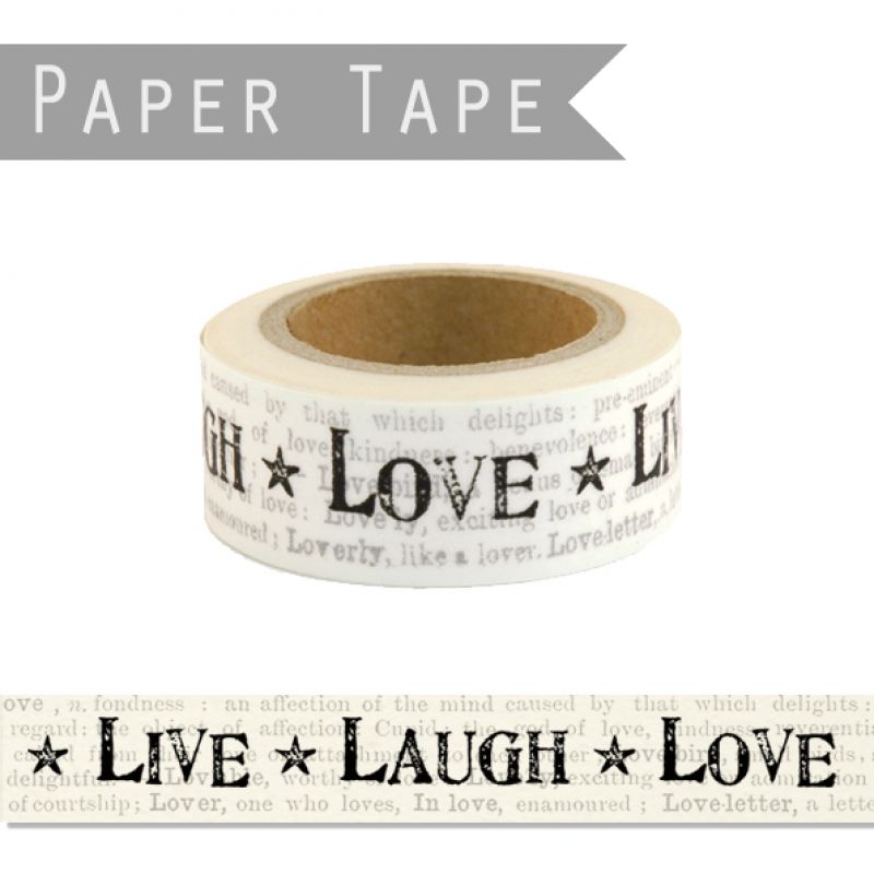 Newspaper tape - Live, laugh, love