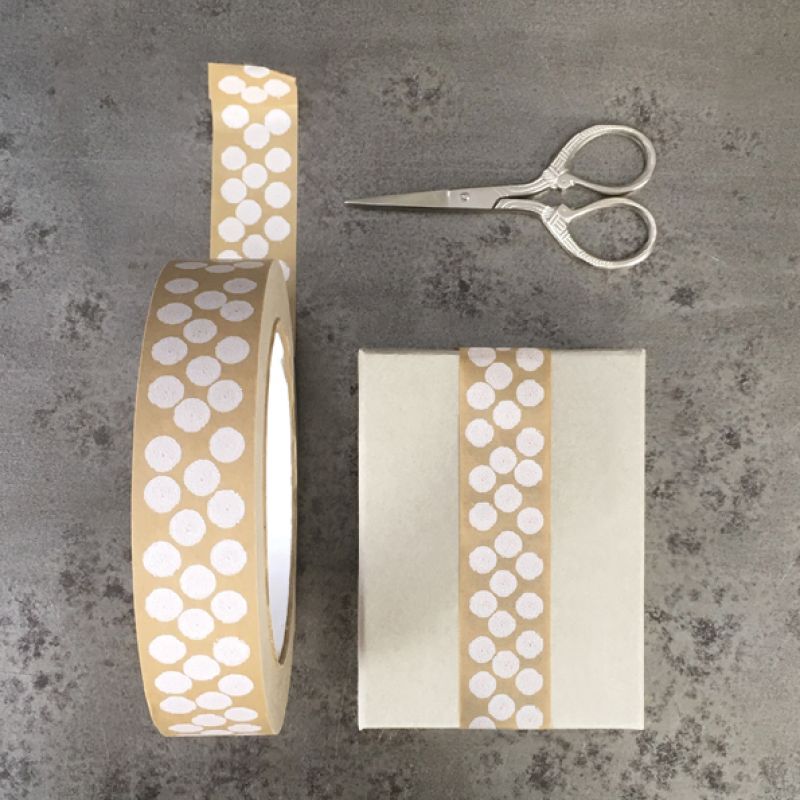 Wide brown tape-White dots