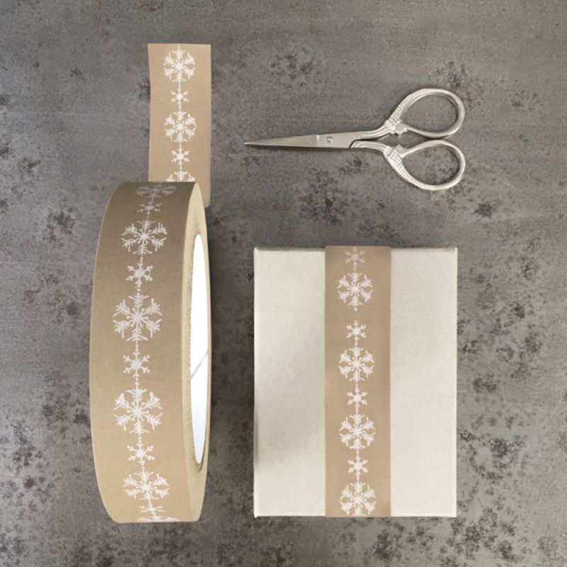 Wide brown tape-Snowflakes ribbon