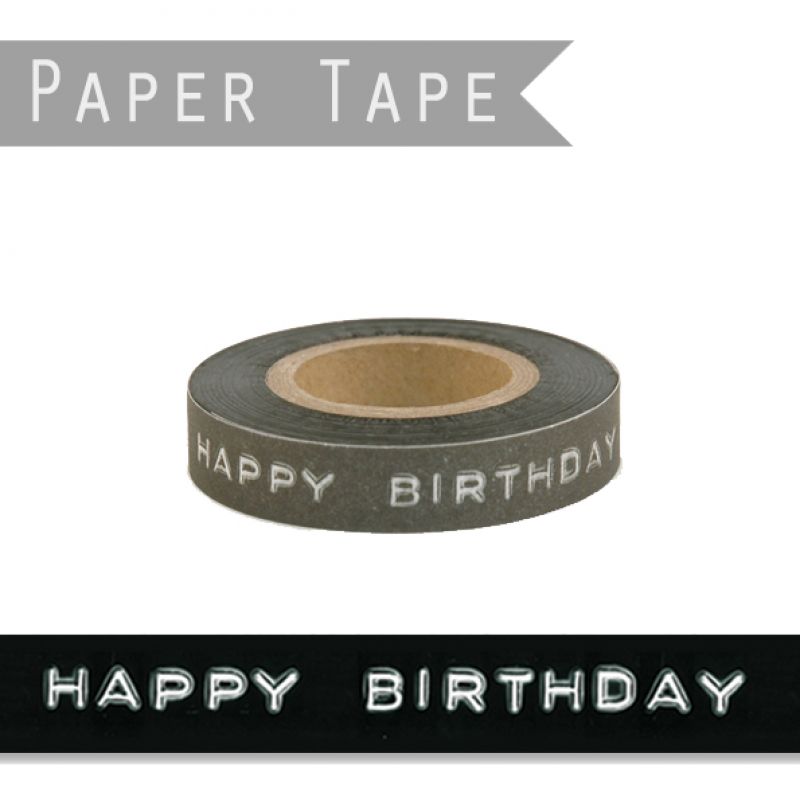 Black printed tape - Happy birthday