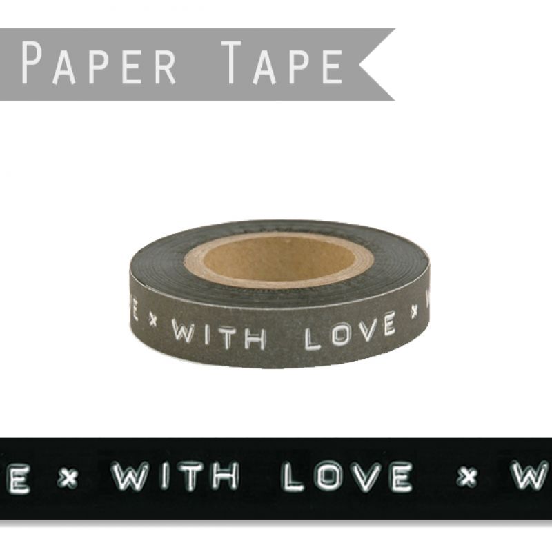 Black printed tape - With love
