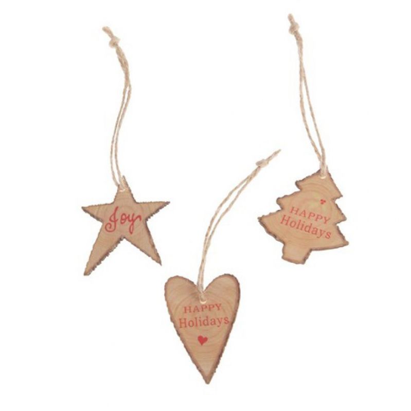 Wooden hanger star/heart/tree 5cm 6pc