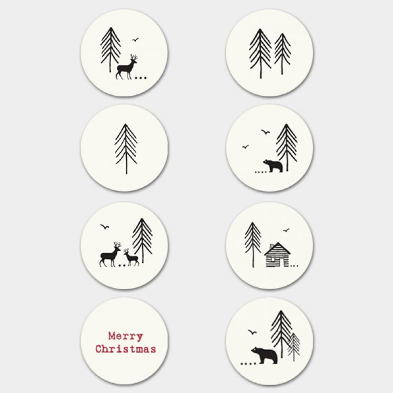 Sticker sheet  – Christmas forest / Red & cream  (40)