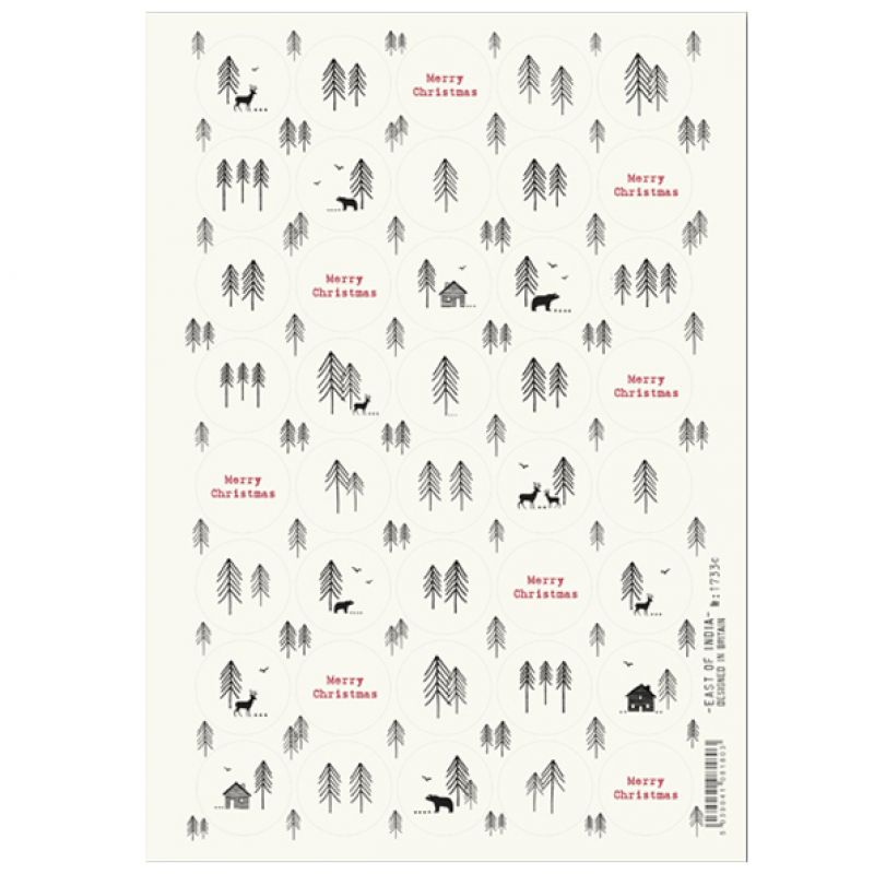 Sticker sheet  – Christmas forest / Red & cream  (40)