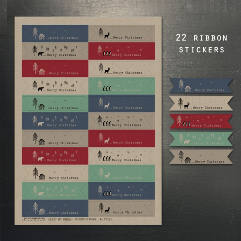 Sticker sheet-Kraft xmas ribbons (22)