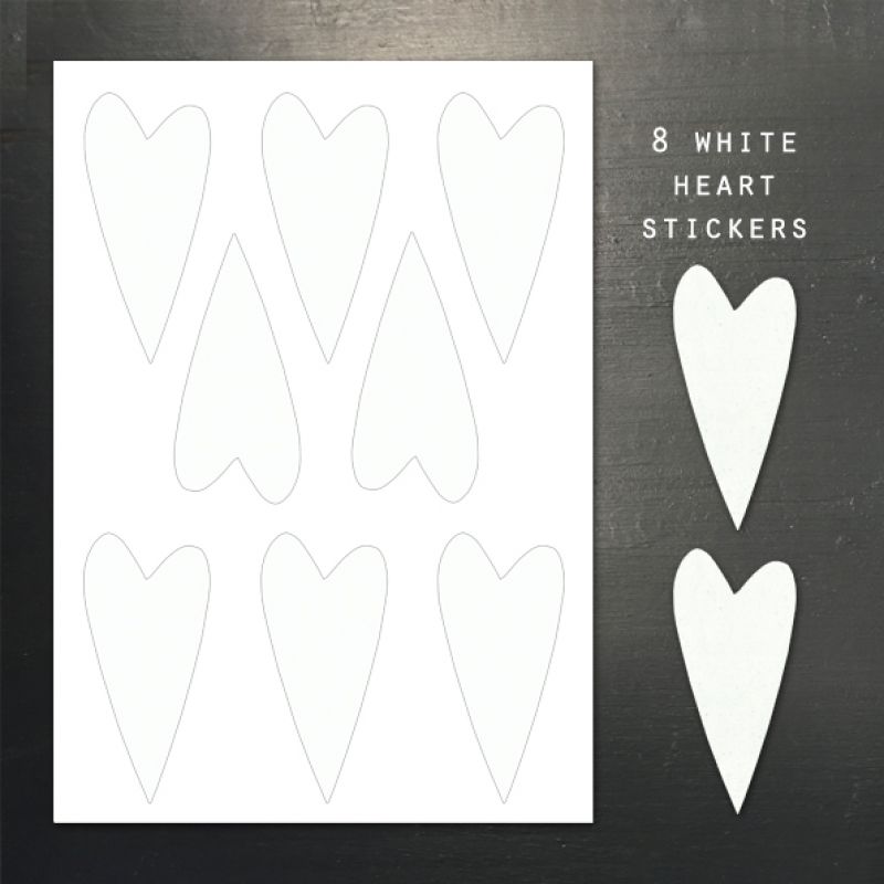 Plain white sticker sheet-Long hearts (8)