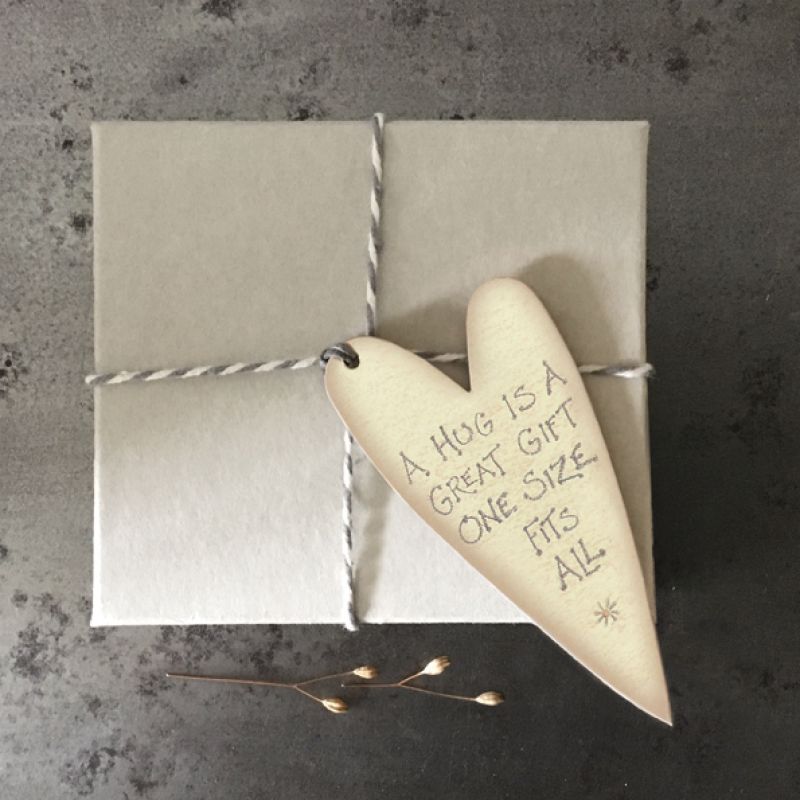Cream heart tag-Hug is a great gift