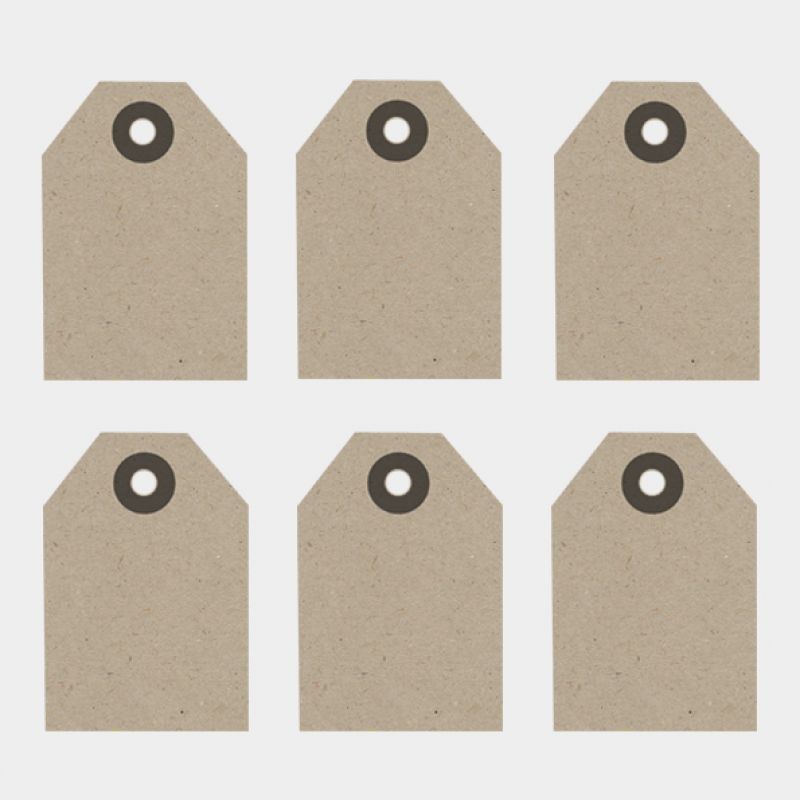 Six luggage labels - Small brown kraft