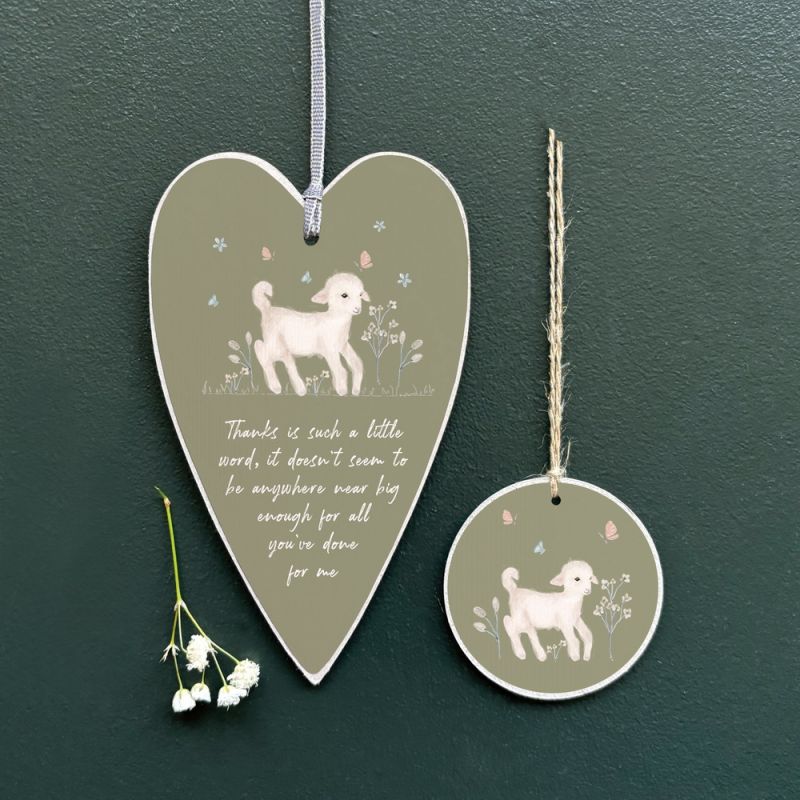 Meadow friends heart tag-Lamb