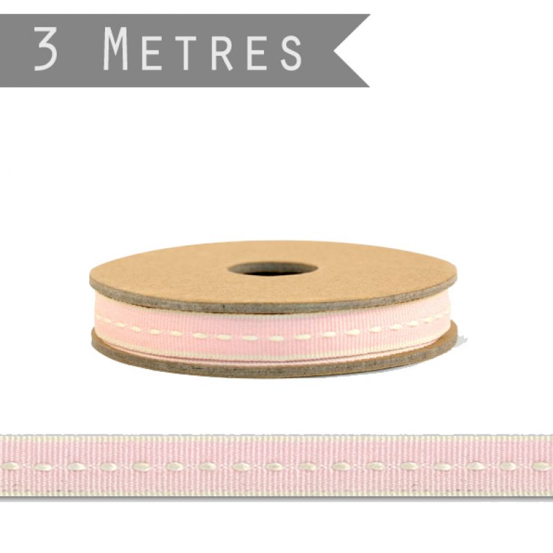 3 Meter Thin stitched ribbon - Pink