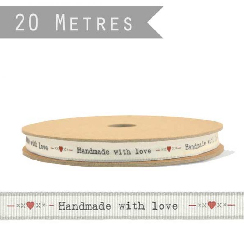 20 metre roll thin stitched ribbon - Handmade with love