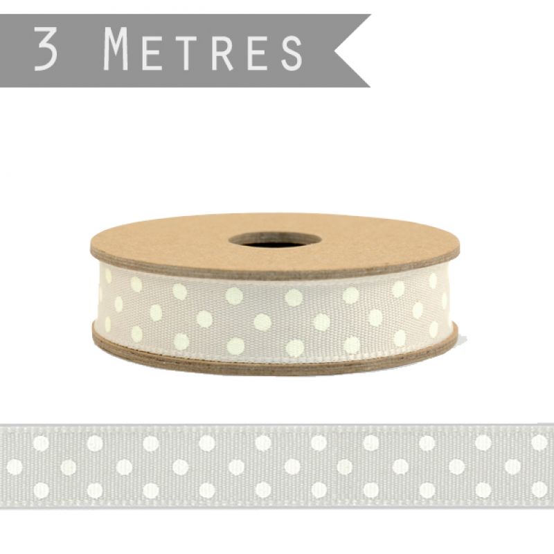 Small dotty ribbon - Beige with cream dots