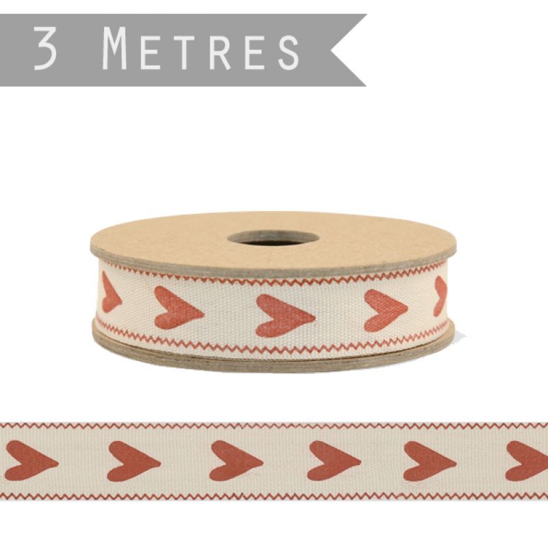 Κορδέλα 3μ. - Κόκκινες μακριές καρδιές