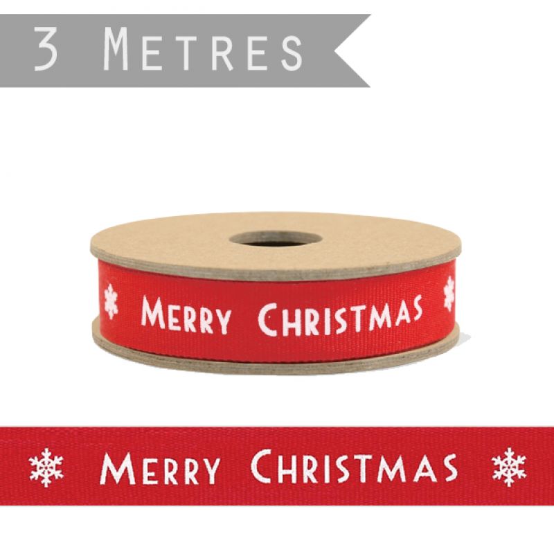 3 metre roll - Merry Christmas (red)