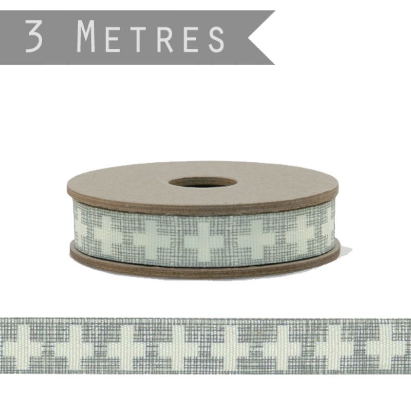 3m geometric ribbon – Large crosses / Cream