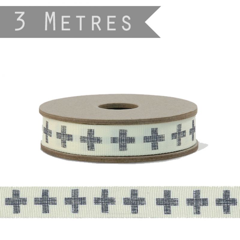 3m geometric ribbon – Large crosses / Blue