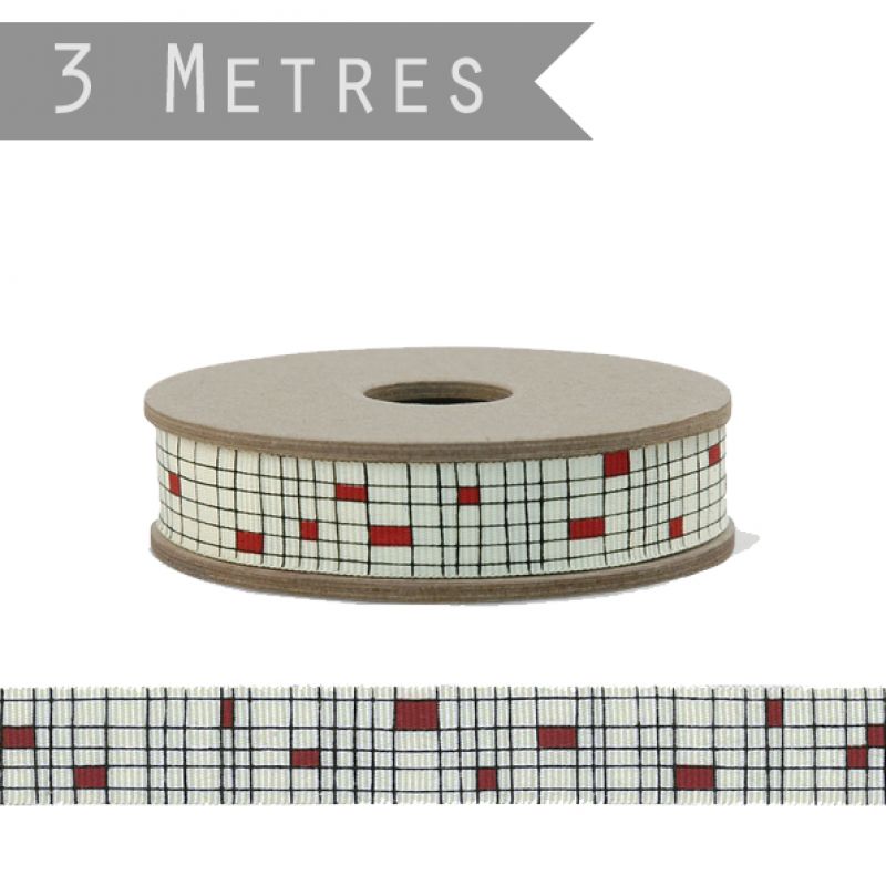 3m Mondrian check ribbon roll – Red