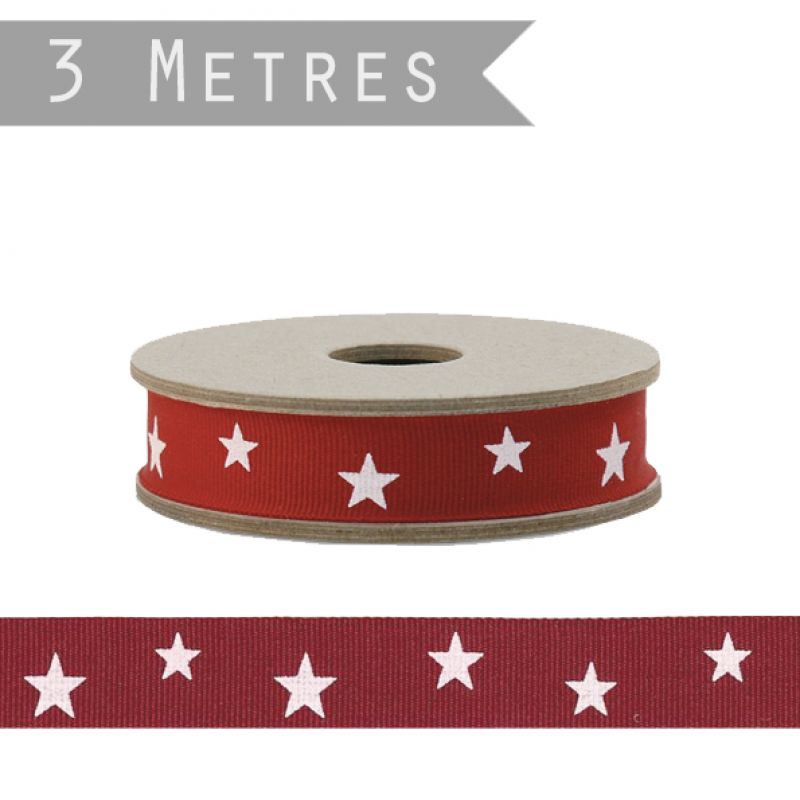 Κορδέλα 3μ. - Κόκκινη με Αστέρια