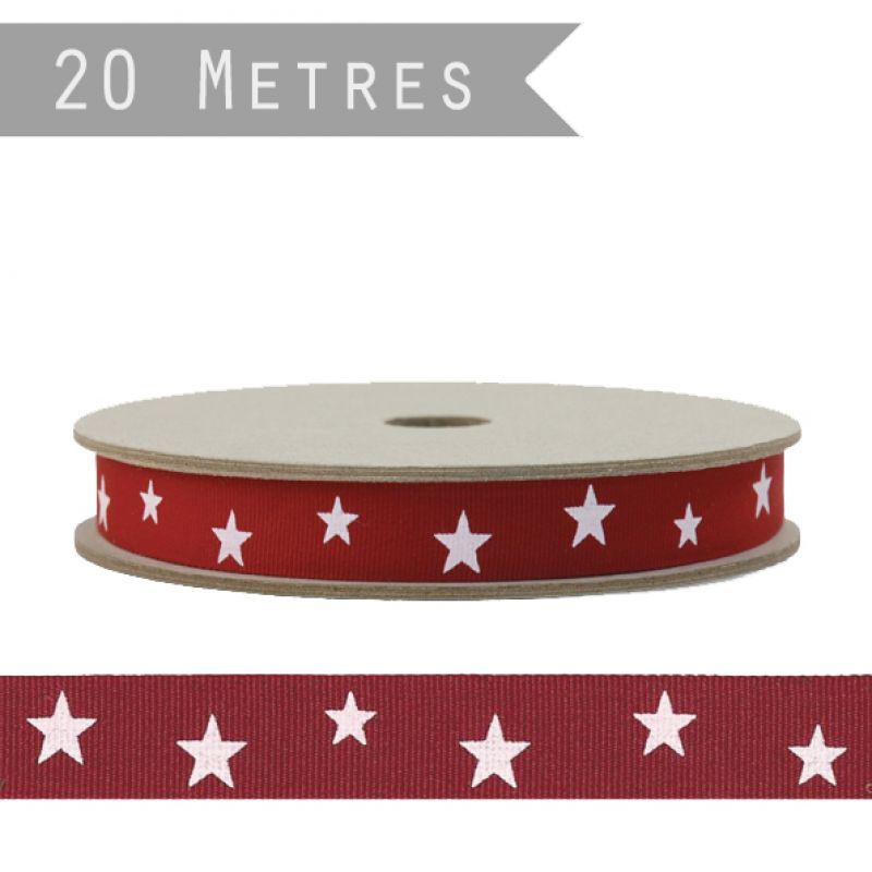 Κορδέλα 20μ. - Κόκκινη με Αστέρια